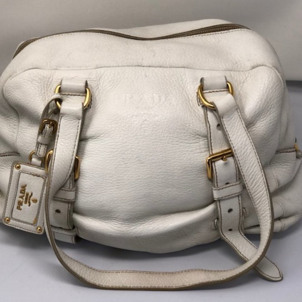 Loved White Leather Prada Shoulder Bag